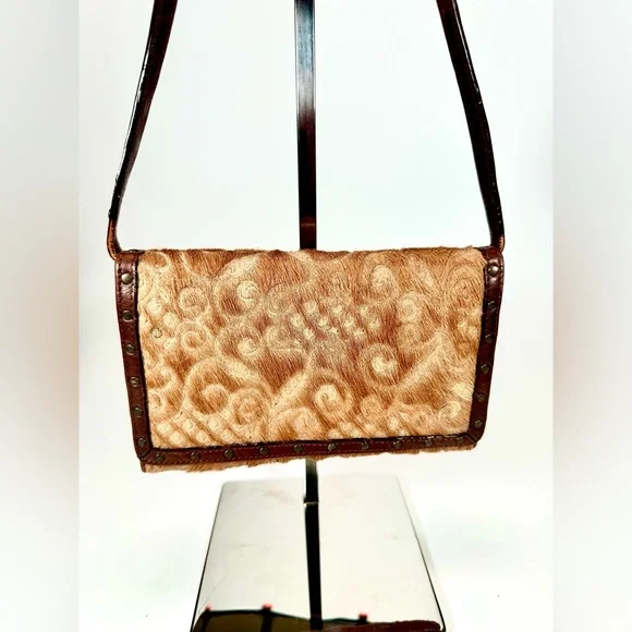 Isabella Fiore Brown Fur Floral Patterned Women's Bag - Picture 2 of 8